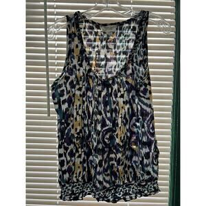 Womens Blouse Sheer Tank Sz L‎ Multicolor Mobwife Boho Sleevless Dressbarn